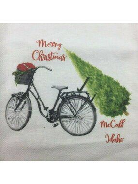 French Graffiti Merry Christmas McCall Idaho Holiday Hand Towel